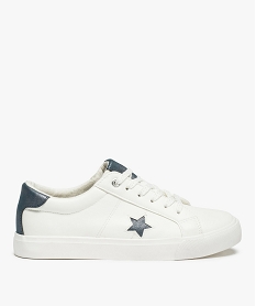 GEMO Baskets femme à lacets brillants et motif étoile blanc standard