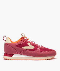 GEMO Baskets femme retro-running colorées à lacets rouge standard