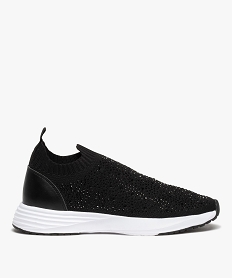 GEMO Baskets femme en maille à strass sans lacets noir standard