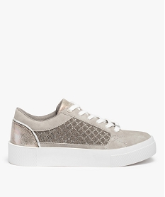 GEMO Baskets femme à motifs quadrillés en strass gris standard