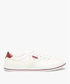 GEMO Baskets femme unies à semelle fine et détails contrastés Rouge