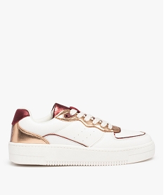 GEMO Baskets femme à lacets avec détails métallisés blanc standard