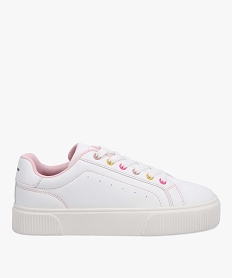GEMO Tennis femme unies à œillets colorés blanc standard