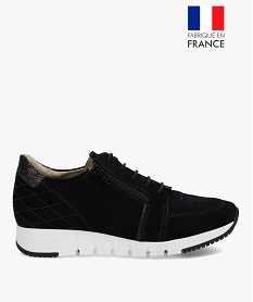 GEMO Baskets femme avec lacets pailletés et zips noir standard