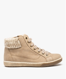 GEMO Baskets femme mid-cut extra confort à col en maille beige standard