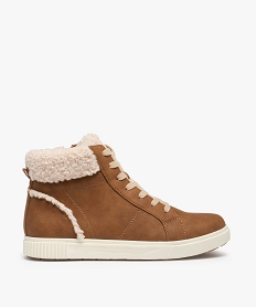 GEMO Baskets femme mid-cut unies à col sherpa Brun