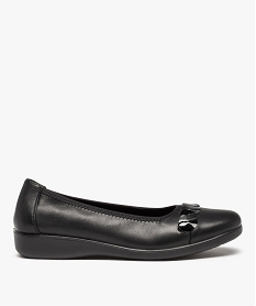 GEMO Ballerines confort femme dessus cuir uni à bride fantaisie noir standard