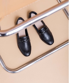 GEMO Mocassins femme à talon plat dessus cuir uni - Tanéo noir standard