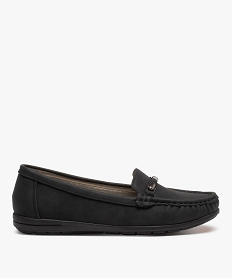 GEMO Mocassins femme à talon plat dessus suédine unie noir standard