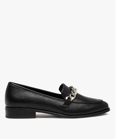 GEMO Mocassin femme à bout amande et bride en grosse chaîne noir standard