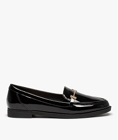 GEMO Mocassins femme à talon plat dessus verni noir standard