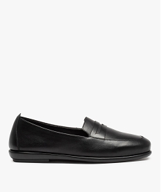 GEMO Mocassins femme à talon plat dessus cuir uni – Tanéo noir standard
