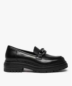 GEMO Mocassins femme dessus cuir à semelle crantée - Tanéo noir standard