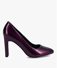 GEMO Escarpins femme à talon fin dessus uni métallisé Violet