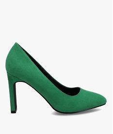GEMO Escarpins femme à talon fin et dessus en suédine unie vert standard
