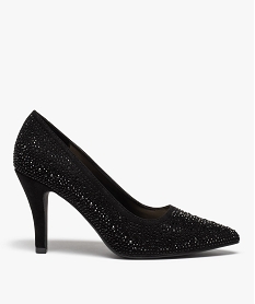 GEMO Escarpins femme unis à strass et bout pointu noir standard