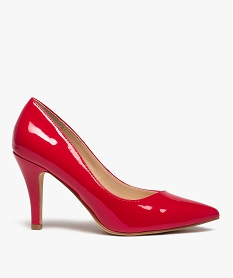 GEMO Escarpins femme unis et vernis à bout pointu rouge vif