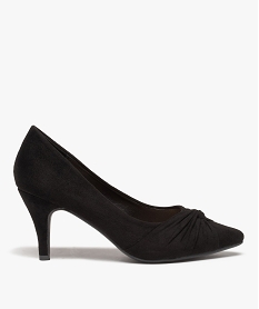 GEMO Escarpins femme en suédine unie dessus drapé noir standard