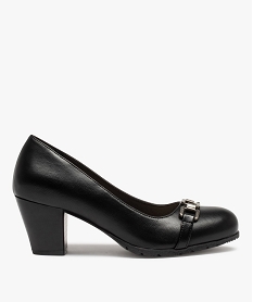 GEMO Escarpins femme unis à talon large et bride métallique noir standard
