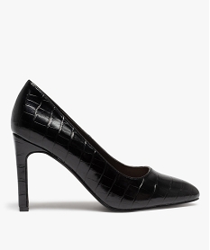 GEMO Escarpins femme à talon dessus imitation croco noir standard