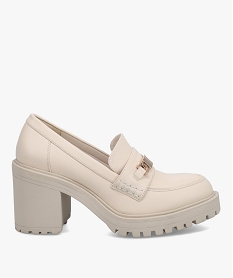 GEMO Mocassins femme à talon large et semelle crantée Beige