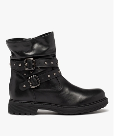 GEMO Boots femme style rock dessus cuir et clous - Tanéo noir standard