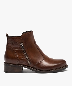 GEMO Boots femme unies dessus cuir à talon large - Tanéo marron standard