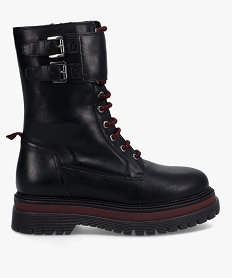 GEMO Boots femme style rangers à lacets et semelle crantée noir standard