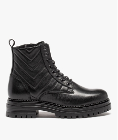 GEMO Bottines femme unies dessus cuir à semelle crantée - Tanéo noir standard