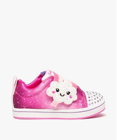 GEMO Bakets fille pailletées et lumineuses à scratch - Skechers rose vif