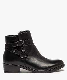 GEMO Boots femme unies en cuir à bride décorative - Tanéo noir standard