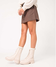 GEMO Bottines femme unies à talon large semelle crantée beige standard
