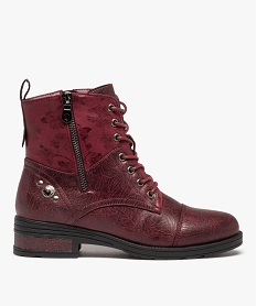 GEMO Boots femme à lacets dessus fantaisie et talon pailleté rouge standard