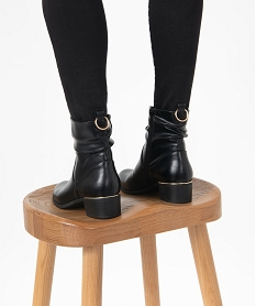 GEMO Boots femme unies avec effet drapé et détails métallisés Noir