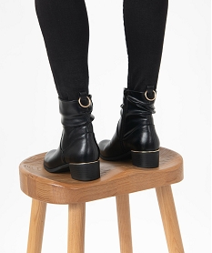 GEMO Boots femme unies avec effet drapé et détails métallisés noir standard
