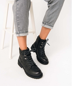 GEMO Boots femme montagnardes zippées à semelle crantée noir standard