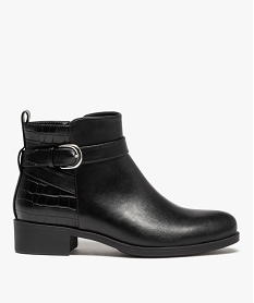 GEMO Boots femme unies à talon plat et bride décorative noir standard