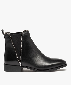 GEMO Boots femme style Chelsea dessus cuir uni - Taneo noir standard
