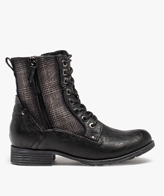 GEMO Bottillons femme bimatières à lacets et talon plat noir standard