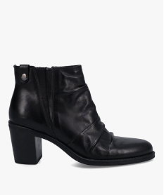 boots femme a talon dessus en cuir drape uni noirI216201_1