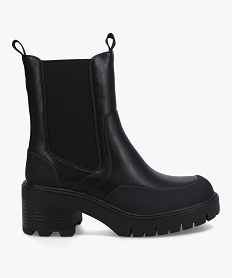 GEMO Boots femme unies à talon carré et semelle crantée noir standard