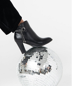 GEMO Boots femme à talon avec cordon strass noir standard
