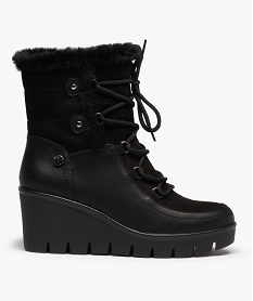 GEMO Boots fourrées femme unies à talon compensé noir standard