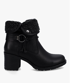 GEMO Boots femme à talon carré et col sherpa noir standard