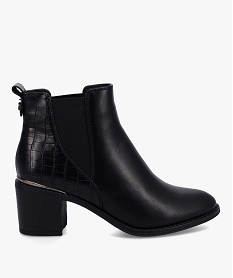 boots femme a talon unies imitation croco noirI218501_2