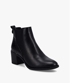 boots femme a talon unies imitation croco noirI218501_3