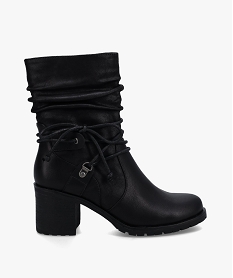 GEMO Boots femme à talon bride fantaisie et semelle crantée Noir