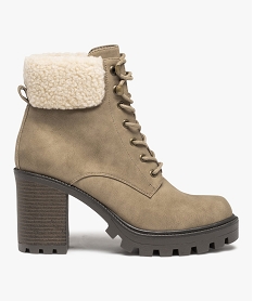 boots femme style montagne a talon large et col sherpa beigeI221001_2