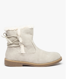 GEMO Boots fourrées femme à talon plat et suédine unie gris standard