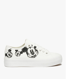 GEMO Baskets femme en toile dessin Mickey - Disney Blanc